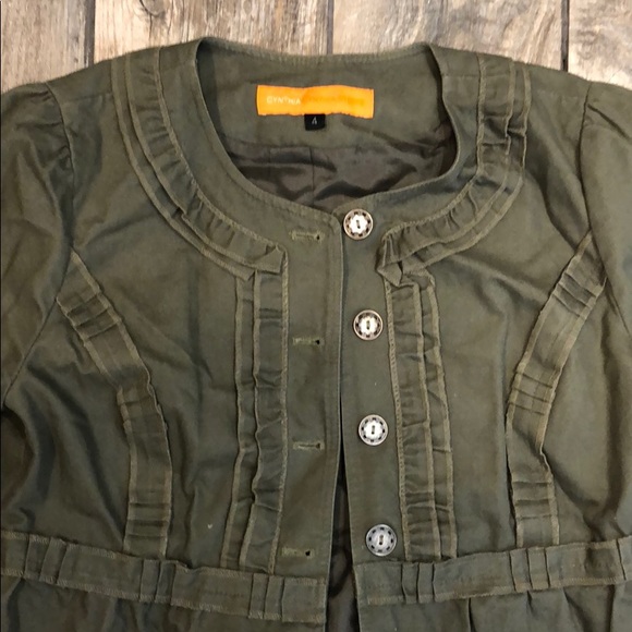 Cynthia Cynthia Steffe Army Green Cropped Jacket - Picture 2 of 4
